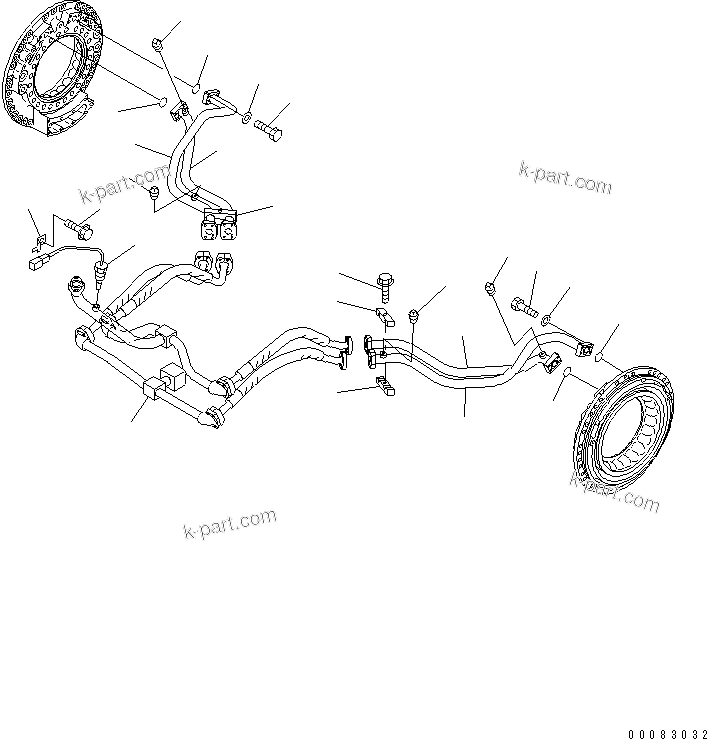 Komatsu parts book diagram for HM400-1L S/N A10001-UP: FRONT BRAKE COOLING