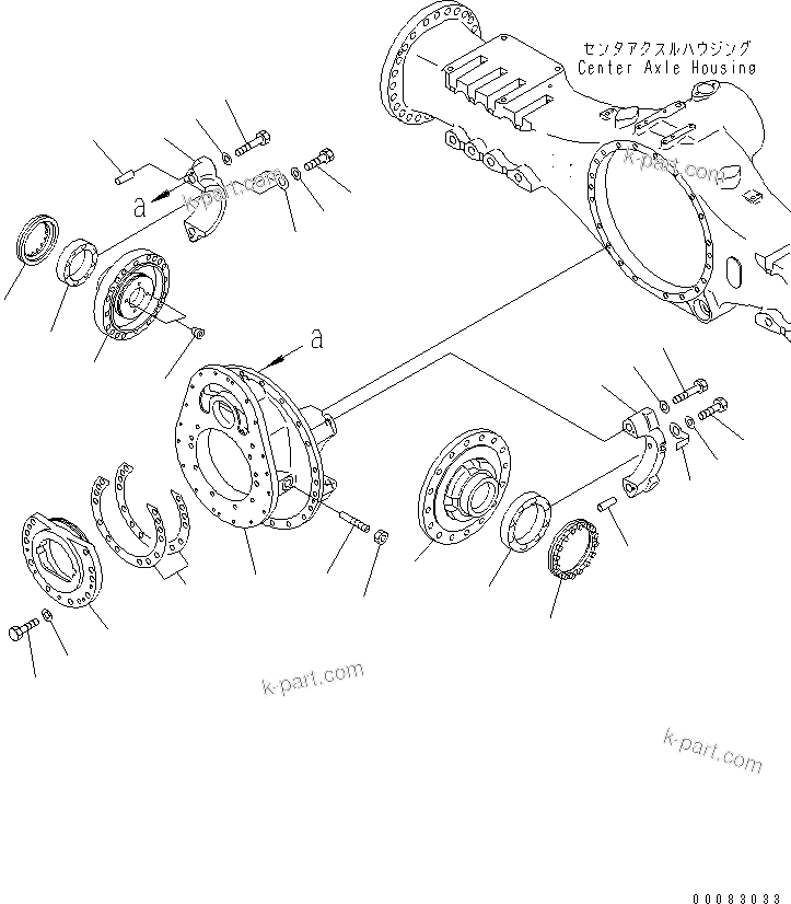 Komatsu parts book diagram for HM400-1L S/N A10001-UP: CENTER AXLE (CARRIER)