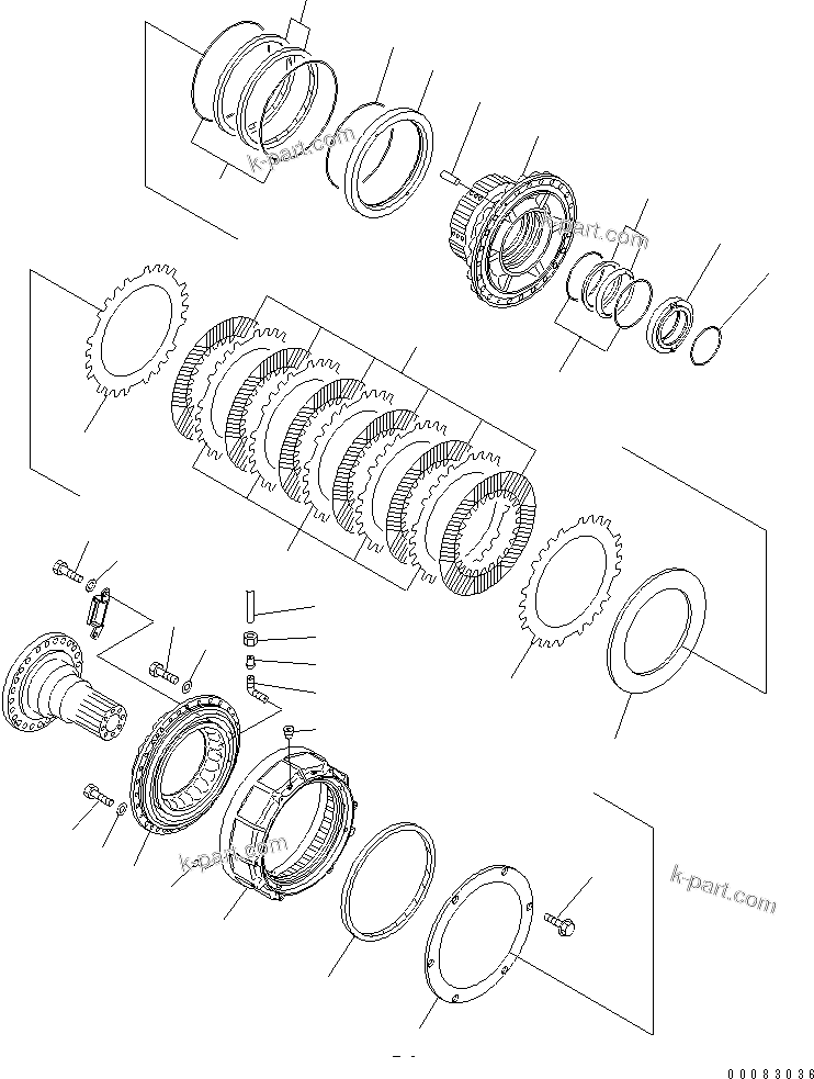 Komatsu parts book diagram for HM400-1L S/N A10001-UP: REAR AXLE (HUB)