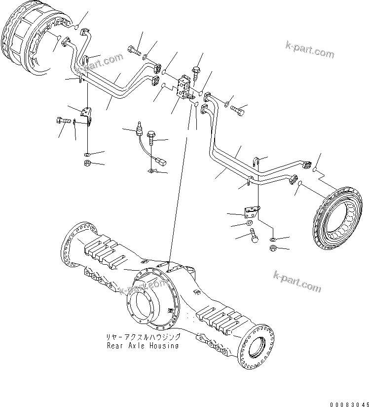 Komatsu parts book diagram for HM400-1L S/N A10001-UP: REAR BRAKE COOLING