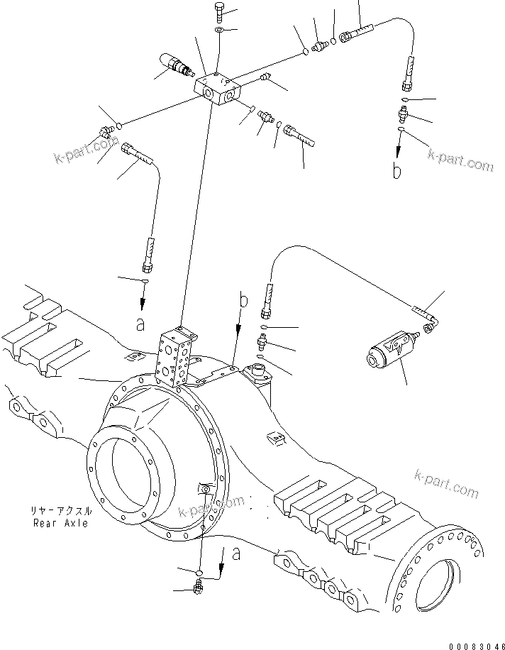 Komatsu parts book diagram for HM400-1L S/N A10001-UP: REAR BRAKE COOLING (DIFFERENTIAL LOCK LINE)