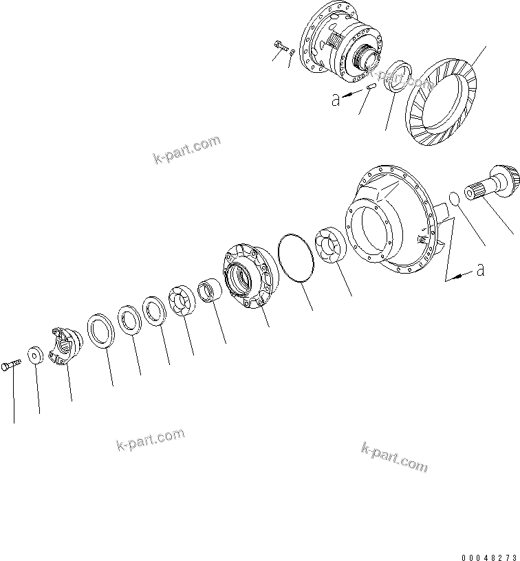 Komatsu parts book diagram for HM400-1L S/N A10001-UP: REAR AXLE (PINION AND CAGE)