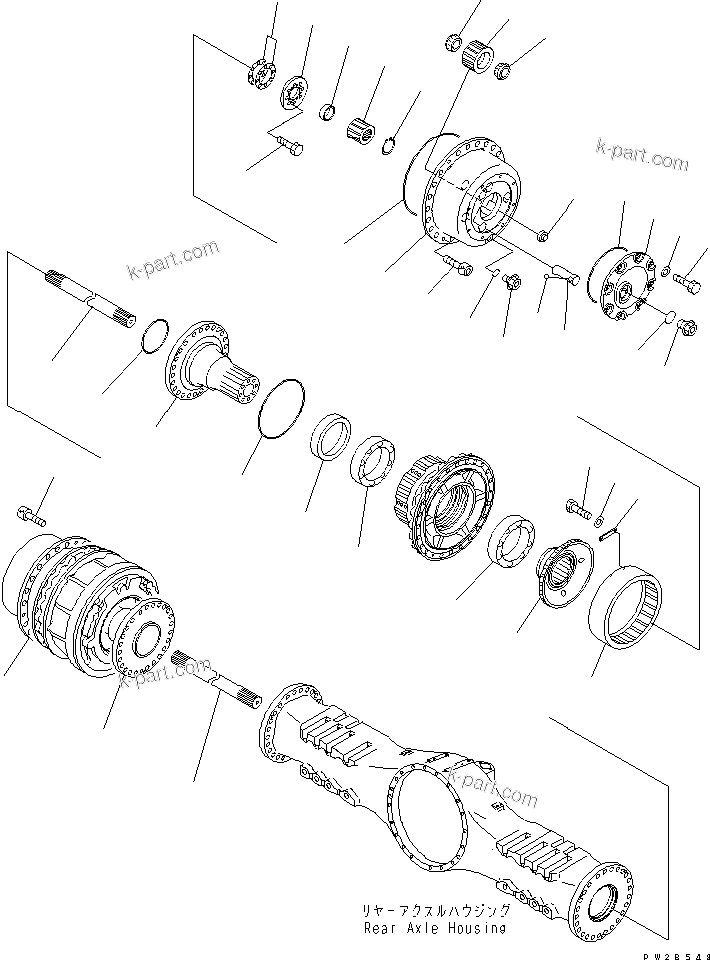 Komatsu parts book diagram for HM400-1L S/N A10001-UP: REAR AXLE (BRAKE CYLINDER)