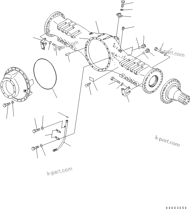 Komatsu parts book diagram for HM400-1L S/N A10001-UP: REAR AXLE (HOUSING AND RELATED PARTS)