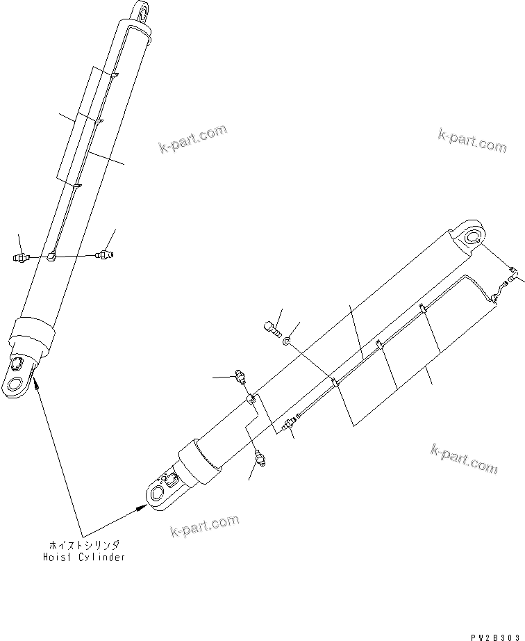 Komatsu parts book diagram for HM400-1L S/N A10001-UP: LUBRICATION (HOIST CYLINDER)