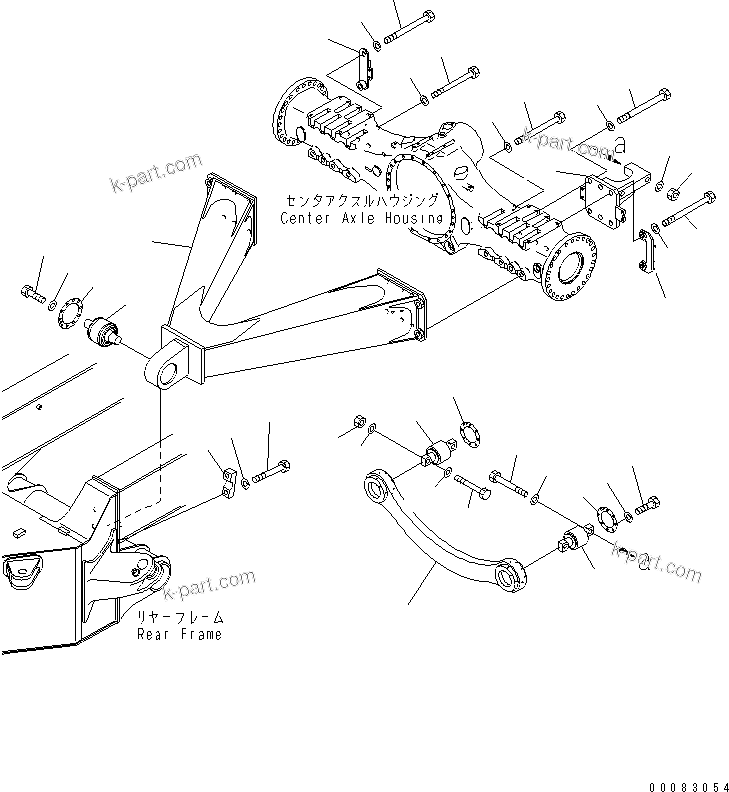 Komatsu parts book diagram for HM400-1L S/N A10001-UP: CENTER AXLE SUPPORT