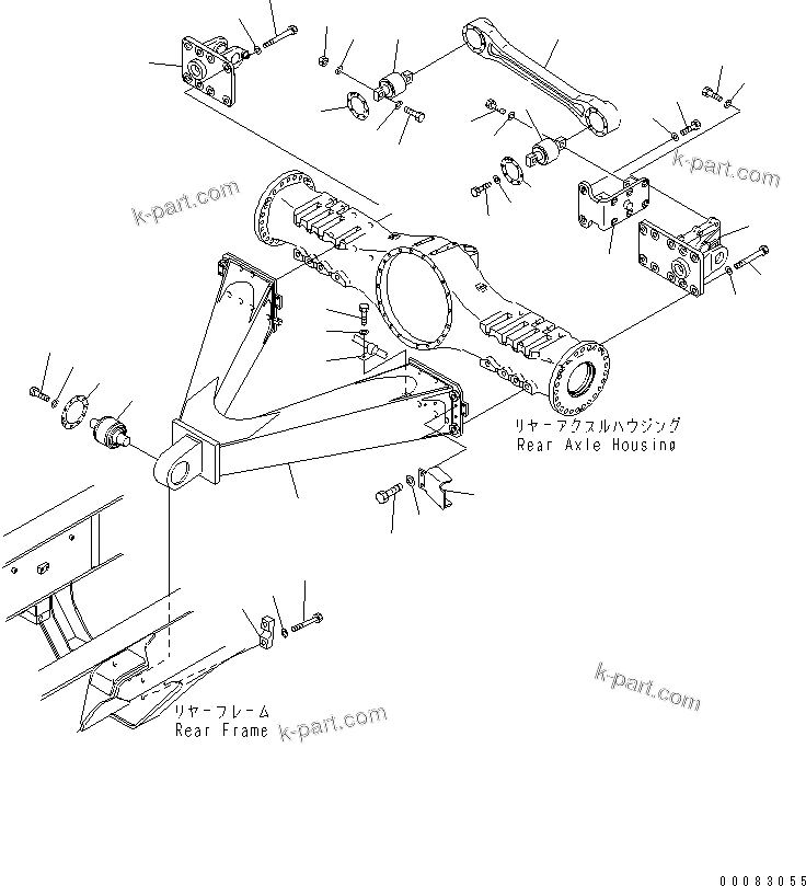 Komatsu parts book diagram for HM400-1L S/N A10001-UP: REAR AXLE SUPPORT