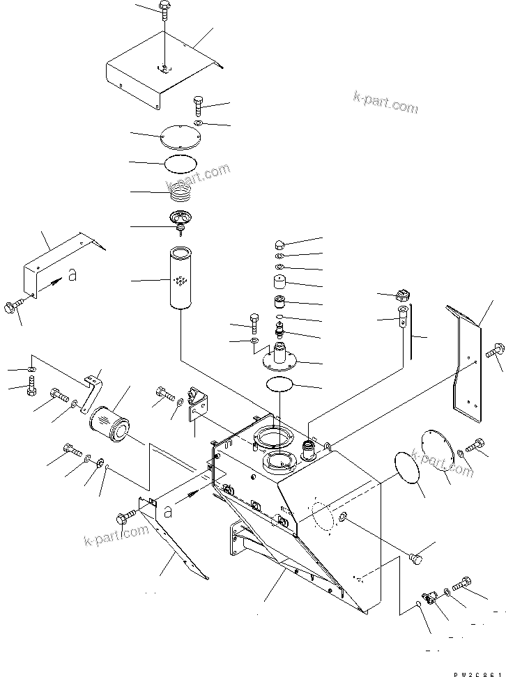 Komatsu parts book diagram for HM400-1L S/N A10001-UP: HYDRAULIC TANK