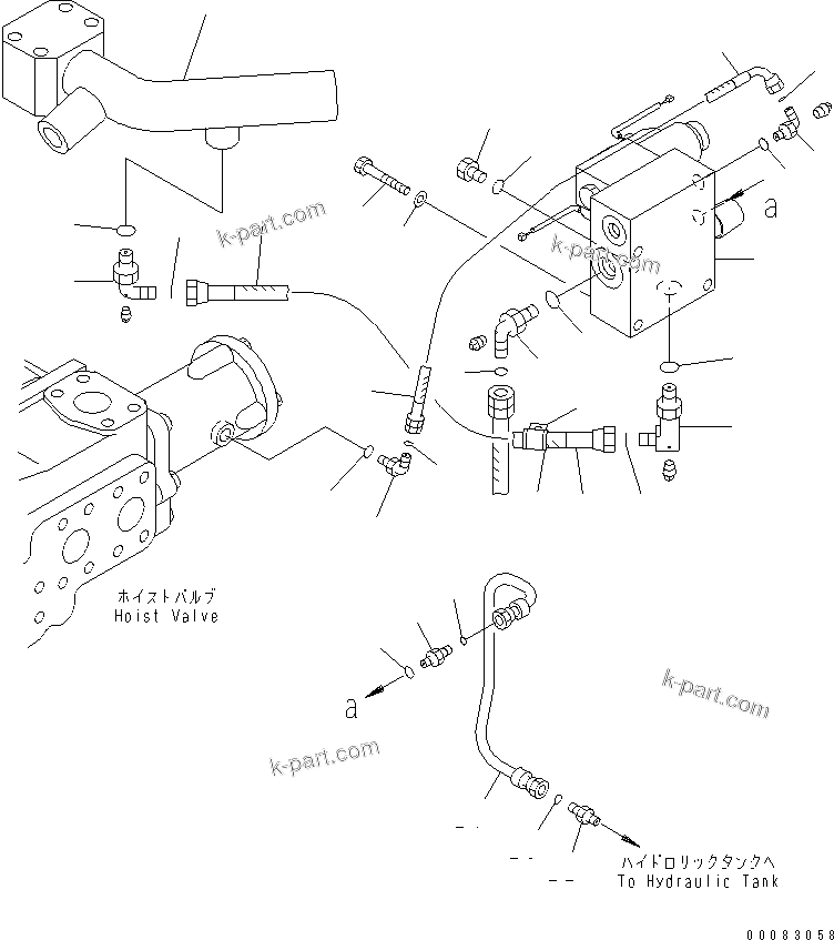 Komatsu parts book diagram for HM400-1L S/N A10001-UP: HYDRAULIC PIPING (E.P.C. VALVE LINE) (1/2)