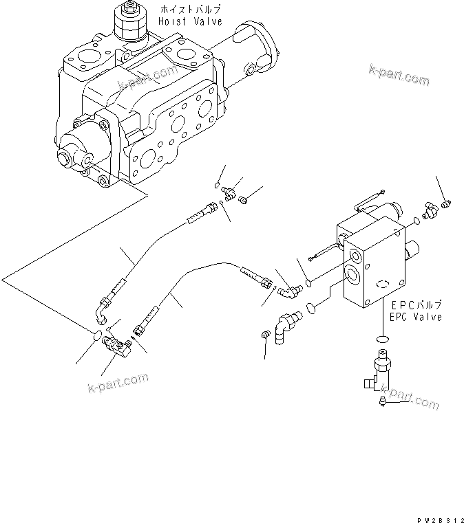 Komatsu parts book diagram for HM400-1L S/N A10001-UP: HYDRAULIC PIPING (E.P.C. VALVE LINE) (2/2)