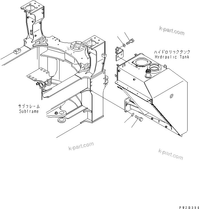 Komatsu parts book diagram for HM400-1L S/N A10001-UP: HYDRAULIC TANK (MOUNTING PARTS)