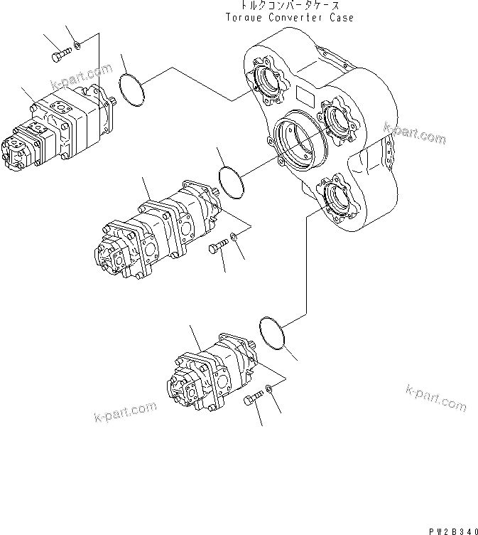 Komatsu parts book diagram for HM400-1L S/N A10001-UP: HYDRAULIC PUMP (MOUNTING PARTS)