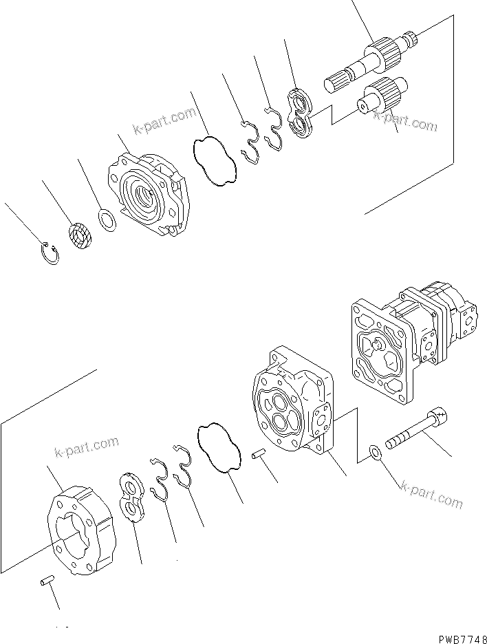 Komatsu parts book diagram for HM400-1L S/N A10001-UP: PUMP ASSEMBLY (SAR100+100+8) (1/3)