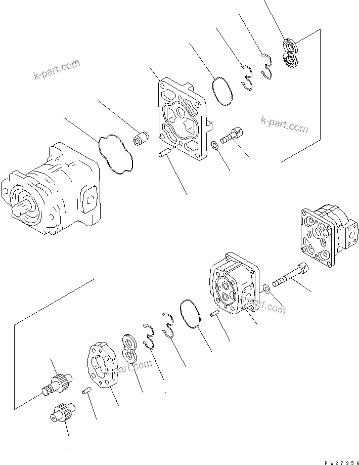 Komatsu parts book diagram for HM400-1L S/N A10001-UP: PUMP ASSEMBLY (SAR100+100+8) (2/3)