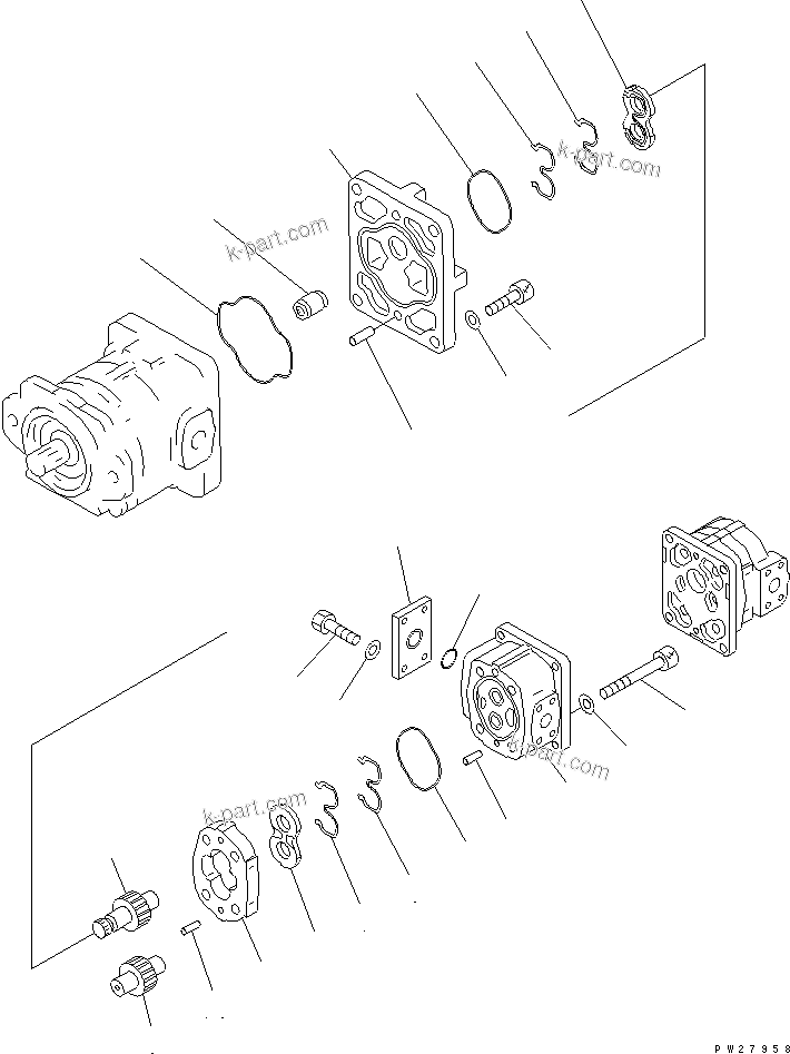 Komatsu parts book diagram for HM400-1L S/N A10001-UP: PUMP ASSEMBLY (SAR100+12+8) (2/3)