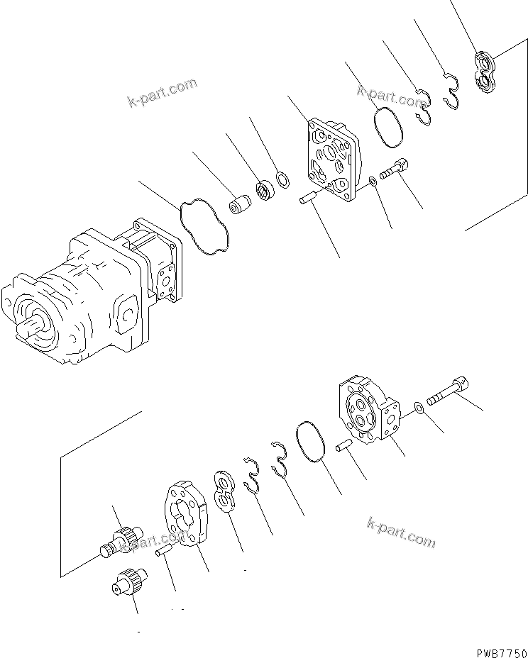 Komatsu parts book diagram for HM400-1L S/N A10001-UP: PUMP ASSEMBLY (SAR100+12+8) (3/3)