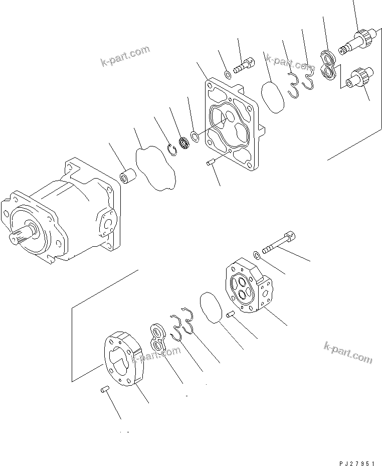 Komatsu parts book diagram for HM400-1L S/N A10001-UP: PUMP ASSEMBLY (SAR80+25) (2/2)