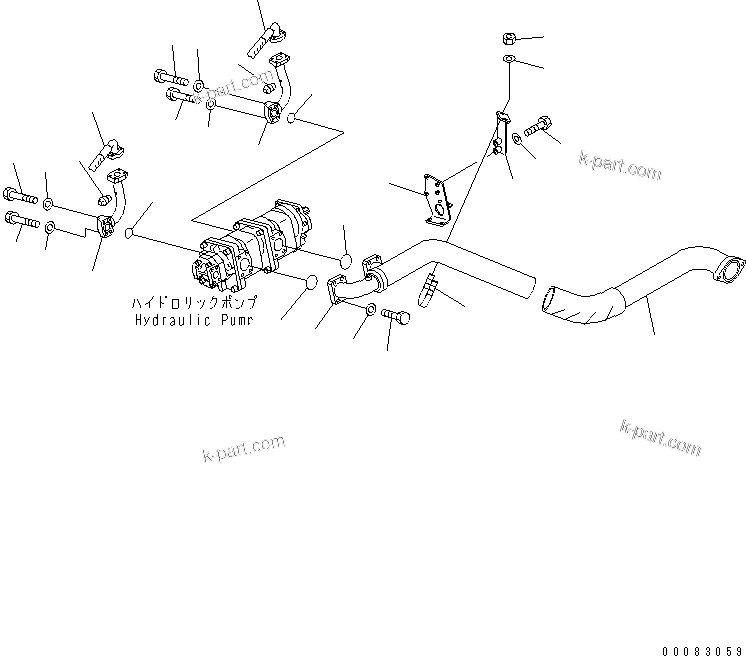 Komatsu parts book diagram for HM400-1L S/N A10001-UP: HYDRAULIC PIPING (PUMP LINE)
