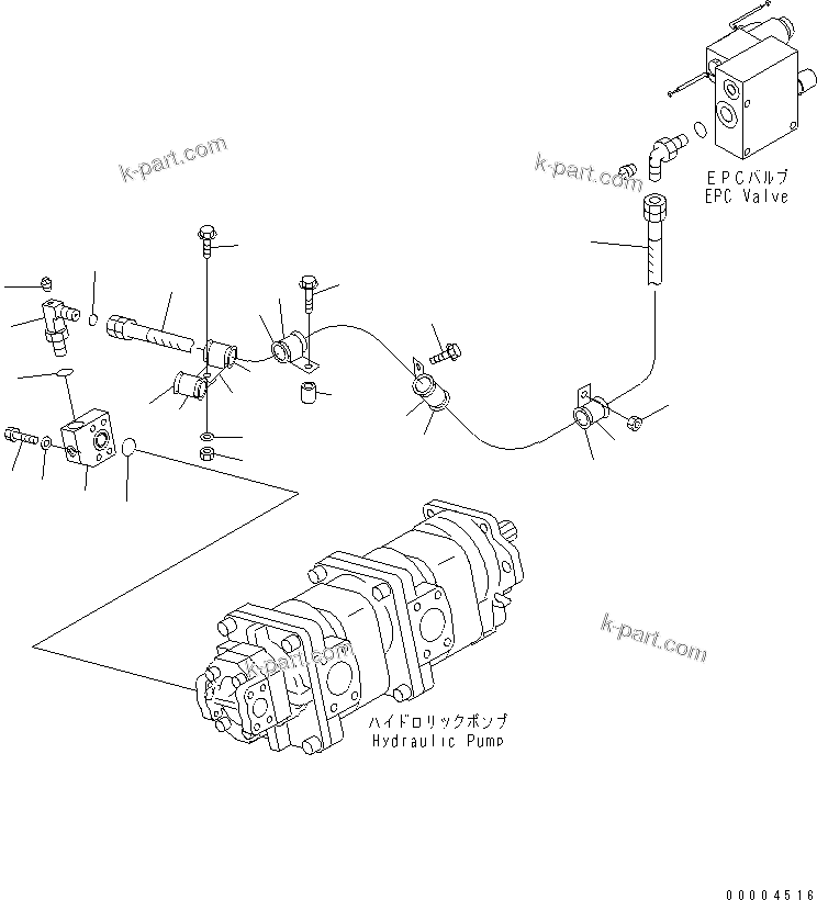 Komatsu parts book diagram for HM400-1L S/N A10001-UP: HYDRAULIC PIPING (PUMP TO E.P.C. VALVE)