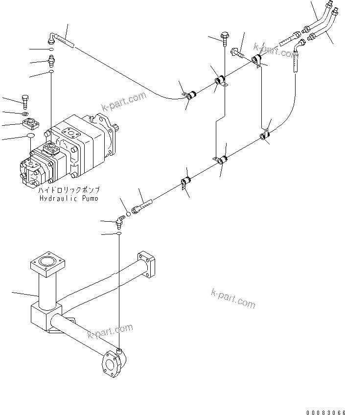 Komatsu parts book diagram for HM400-1L S/N A10001-UP: HYDRAULIC PIPING (REAR DIFFERENTIAL LOCK LINE)