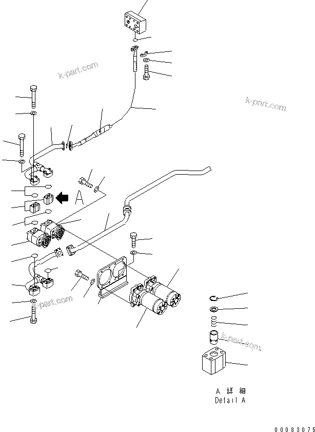 Komatsu parts book diagram for HM400-1L S/N A10001-UP: HYDRAULIC PIPING (EMERGENCY STEERING LINE)