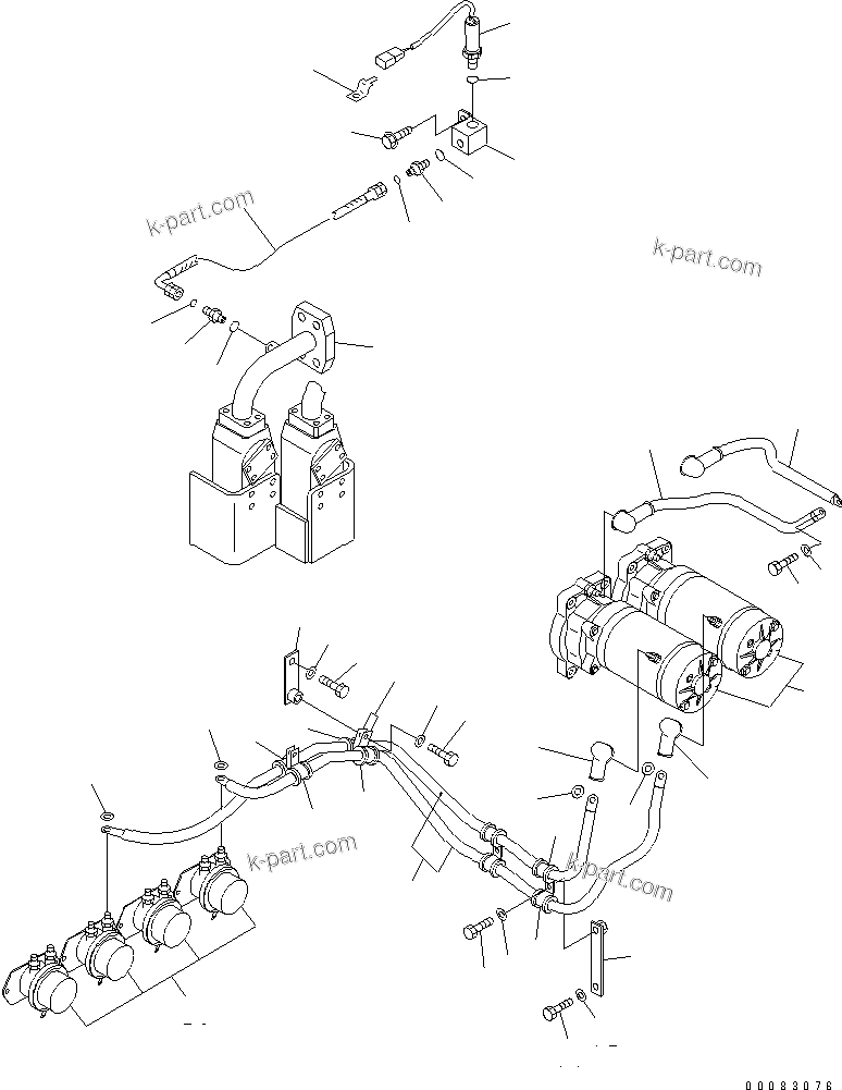 Komatsu parts book diagram for HM400-1L S/N A10001-UP: HYDRAULIC PIPING (EMERGENCY STEERING ELECTRICAL)
