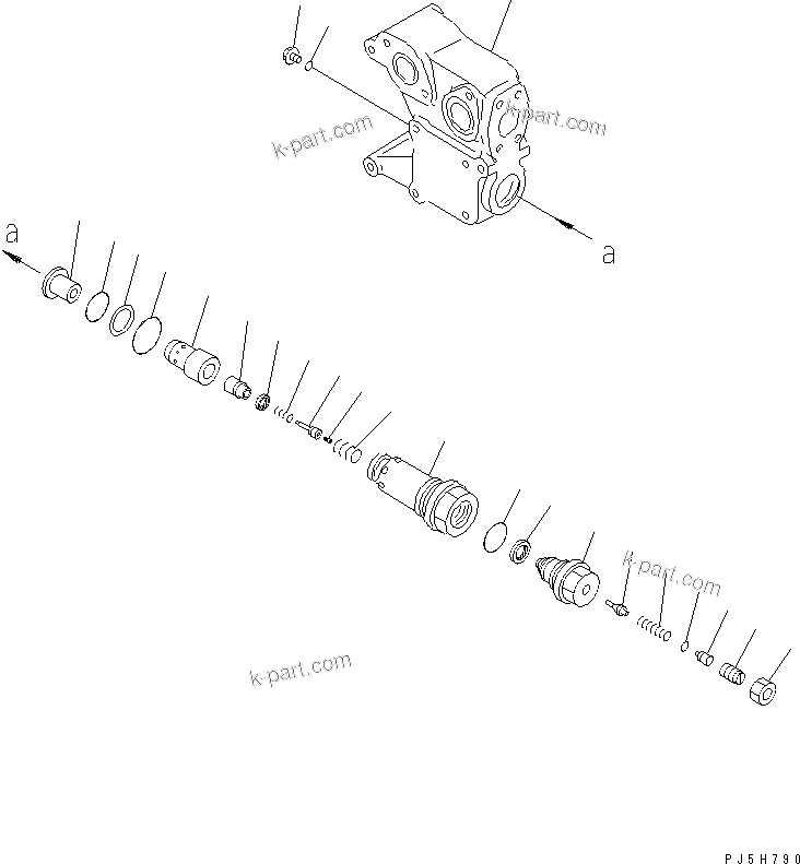 Komatsu parts book diagram for HM400-1L S/N A10001-UP: HOIST VALVE (INNER PARTS) (1/3)