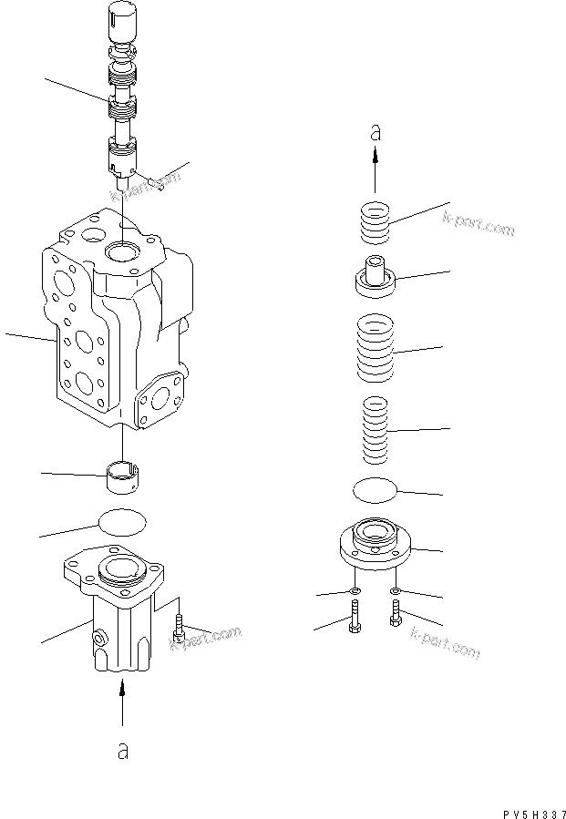 Komatsu parts book diagram for HM400-1L S/N A10001-UP: HOIST VALVE (INNER PARTS) (2/3)