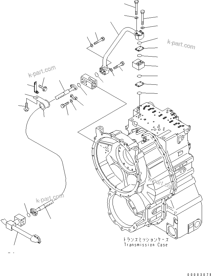 Komatsu parts book diagram for HM400-1L S/N A10001-UP: BRAKE COOLING PIPING (TRANSMISSION TO FRONT AXLE) (1/2)