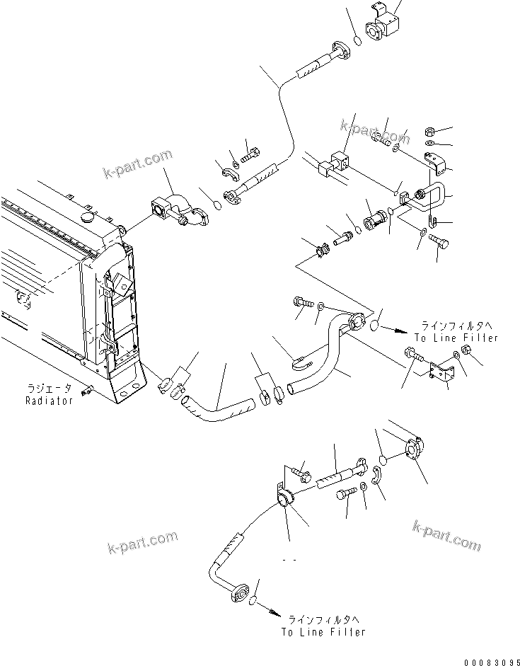 Komatsu parts book diagram for HM400-1L S/N A10001-UP: BRAKE COOLING PIPING (OIL COOLING LINE)