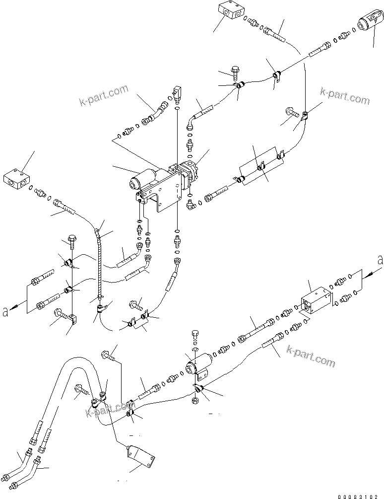 Komatsu parts book diagram for HM400-1L S/N A10001-UP: DIFFERENTIAL LOCK PIPING (REAR FRAME LINE) (1/2)