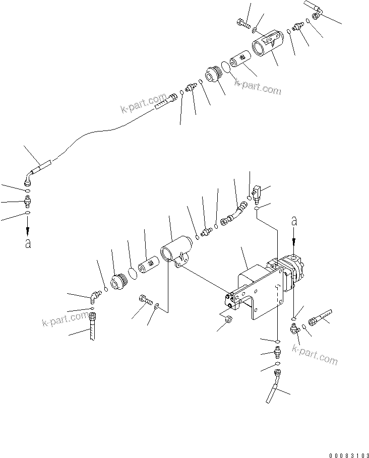 Komatsu parts book diagram for HM400-1L S/N A10001-UP: DIFFERENTIAL LOCK PIPING (REAR FRAME LINE) (2/2)