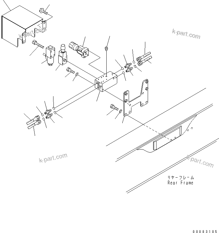 Komatsu parts book diagram for HM400-1L S/N A10001-UP: DIFFERENTIAL LOCK PIPING (RELATED VALVES)