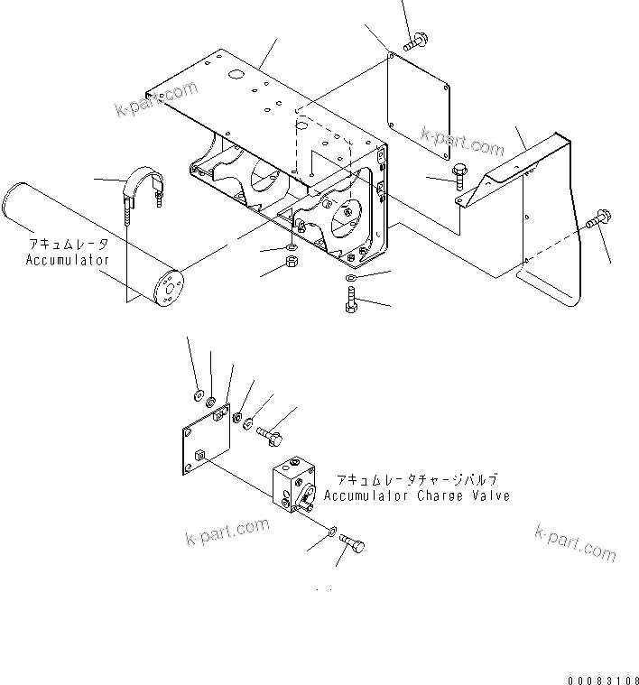Komatsu parts book diagram for HM400-1L S/N A10001-UP: ACCUMULATOR (MOUNTING PARTS)