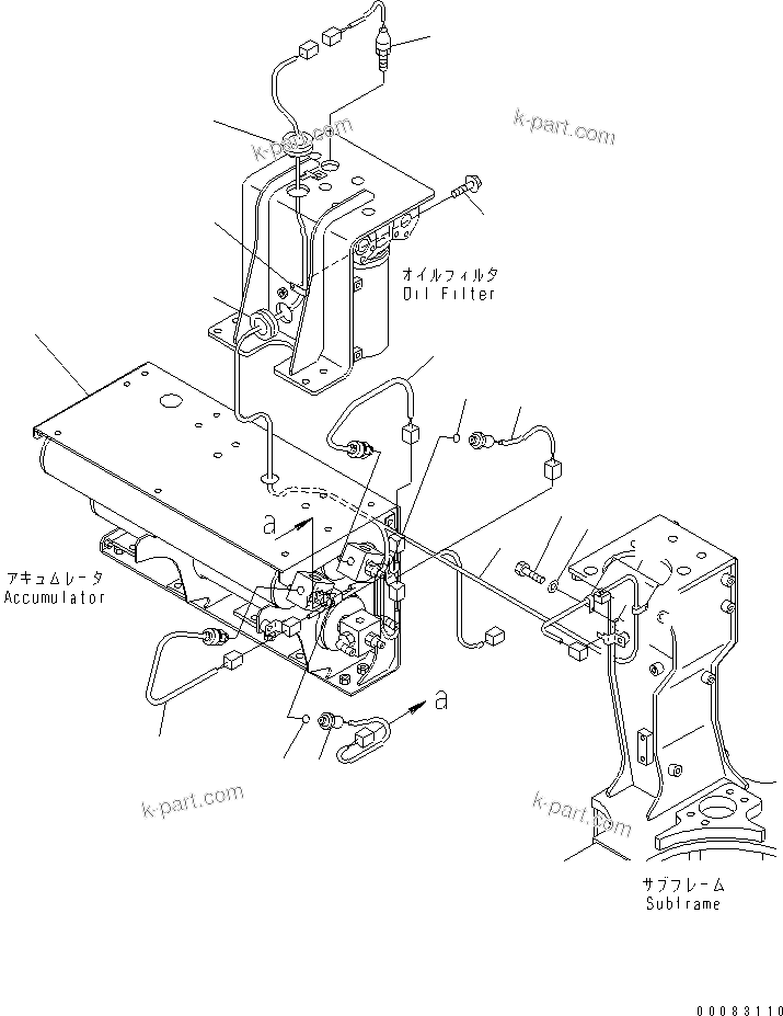 Komatsu parts book diagram for HM400-1L S/N A10001-UP: ACCUMULATOR (OIL PRESSURE SENSOR AND HARNESS)