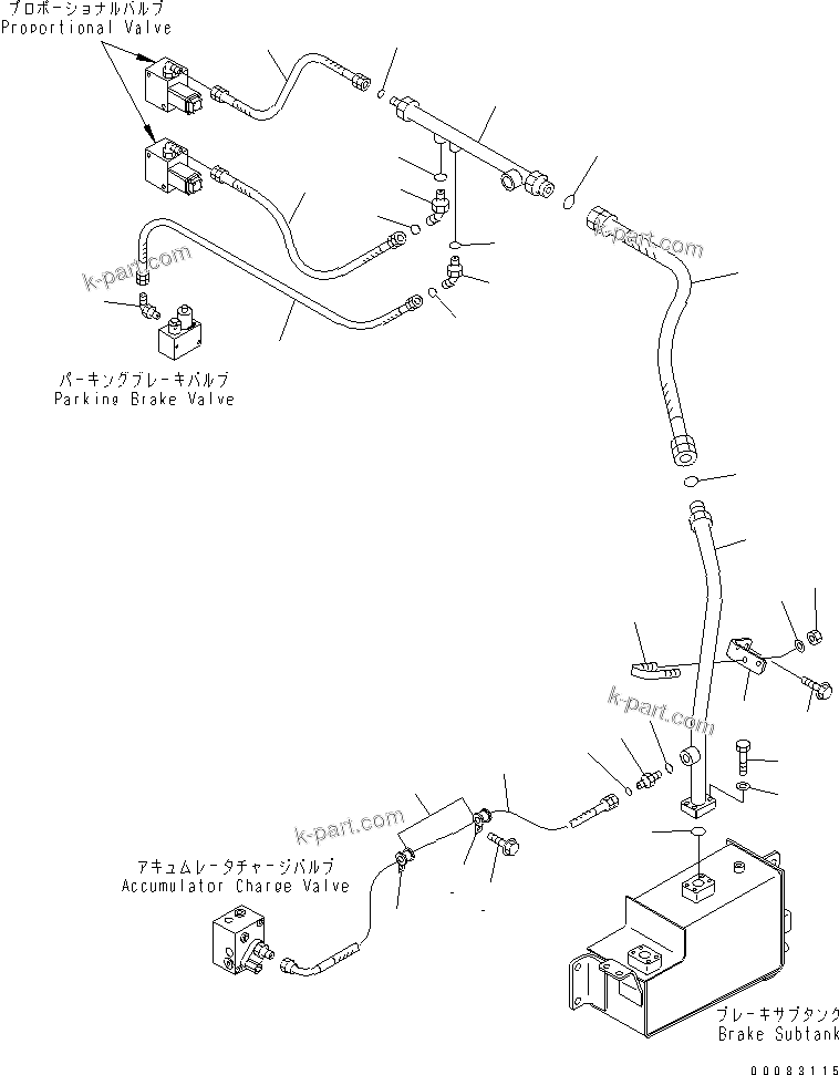 Komatsu parts book diagram for HM400-1L S/N A10001-UP: BRAKE PIPING (RETURN LINE)