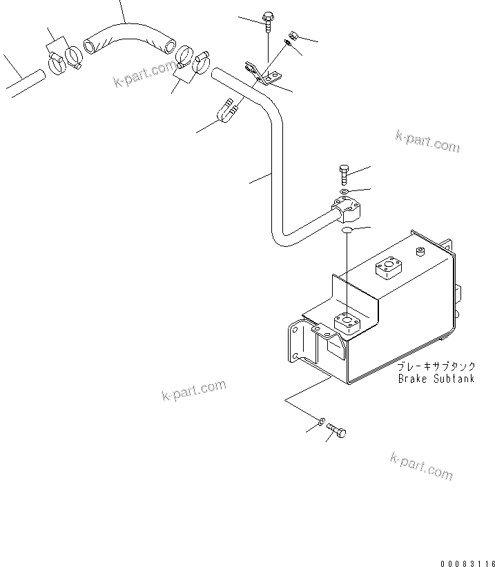 Komatsu parts book diagram for HM400-1L S/N A10001-UP: BRAKE PIPING (BRAKE TANK TO PUMP)
