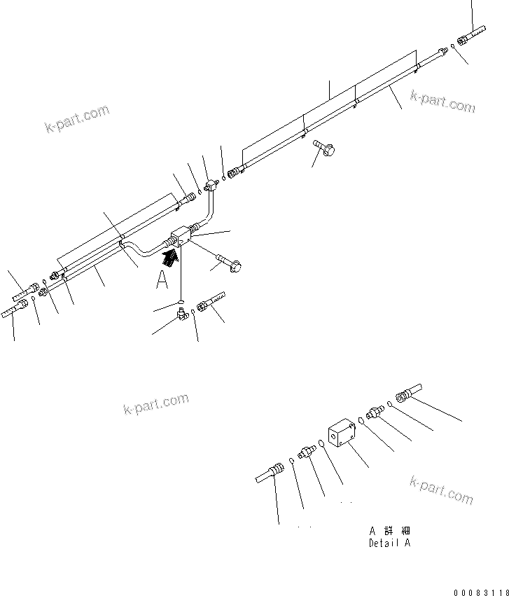 Komatsu parts book diagram for HM400-1L S/N A10001-UP: BRAKE PIPING (REAR BRAKE TUBE)