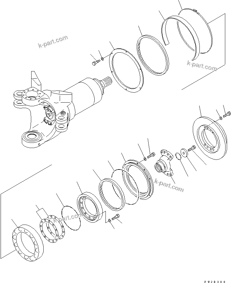 Komatsu parts book diagram for HM400-1L S/N A10001-UP: HITCH FRAME (REAR FRAME CONNECTING PARTS)