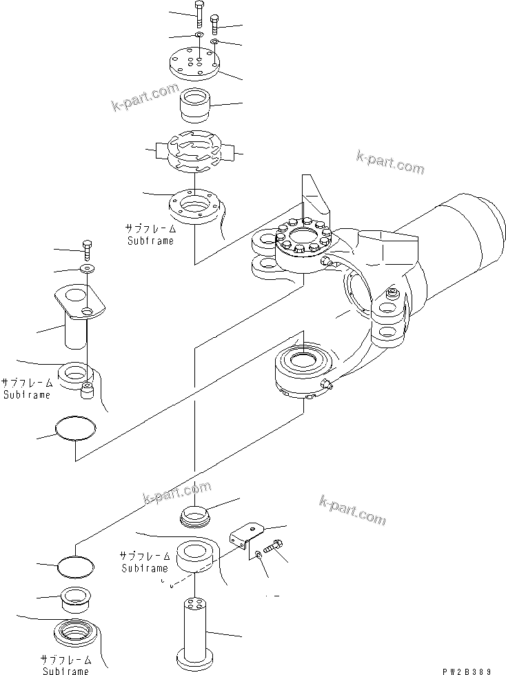 Komatsu parts book diagram for HM400-1L S/N A10001-UP: HITCH FRAME (HINGE PIN)