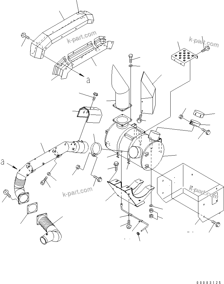 Komatsu parts book diagram for HM400-1L S/N A10001-UP: EXHAUST (PIPING)