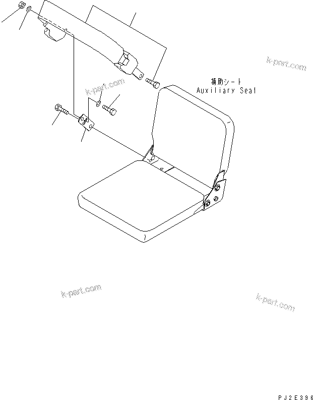 Komatsu parts book diagram for HM400-1L S/N A10001-UP: AUXILIARY SEAT (SEAT BELT)