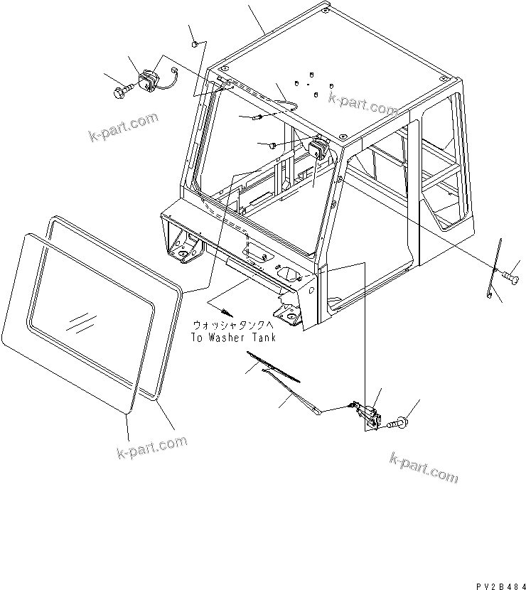 Komatsu parts book diagram for HM400-1L S/N A10001-UP: CAB (CAB AND FRONT PARTS)