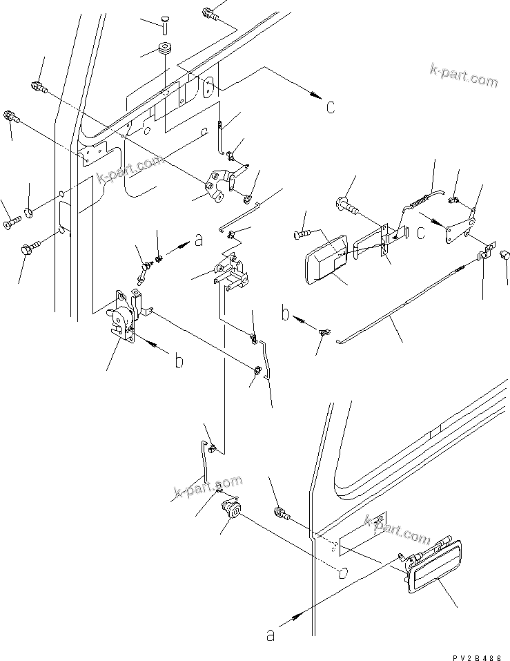 Komatsu parts book diagram for HM400-1L S/N A10001-UP: CAB (L.H. DOOR) (DOOR LOCK)