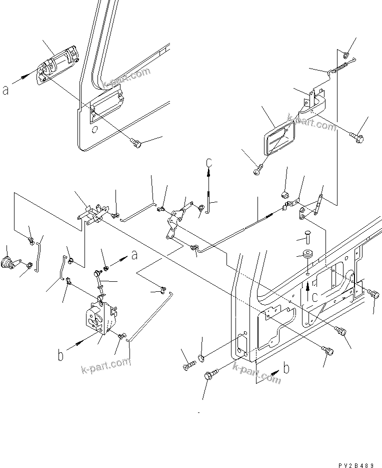 Komatsu parts book diagram for HM400-1L S/N A10001-UP: CAB (R.H. DOOR) (DOOR LOCK)