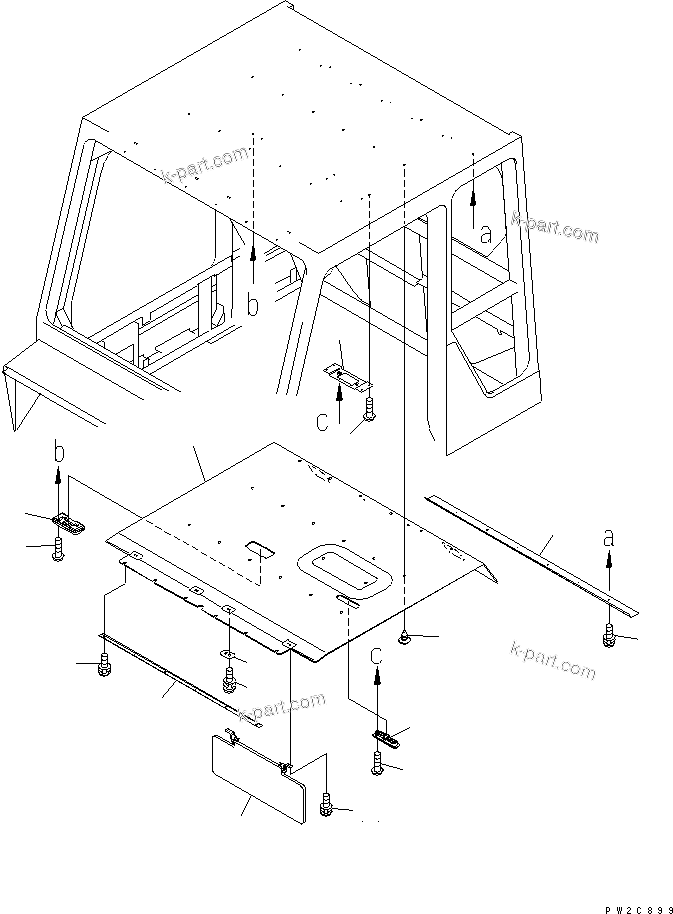 Komatsu parts book diagram for HM400-1L S/N A10001-UP: CAB (UPPER INTERIOR)