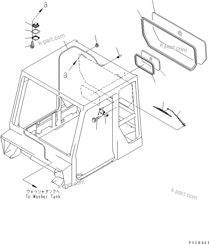 Komatsu parts book diagram for HM400-1L S/N A10001-UP: CAB (REAR PARTS)