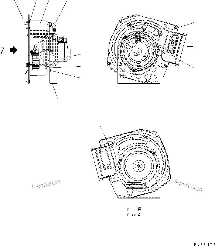 Komatsu parts book diagram for HM400-1L S/N A10001-UP: AIR CONDITIONER (BLOWER) (INNER PARTS)