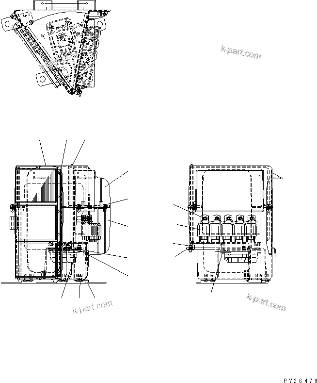 Komatsu parts book diagram for HM400-1L S/N A10001-UP: AIR CONDITIONER (BOX SUB ASS'Y) (INNER PARTS)