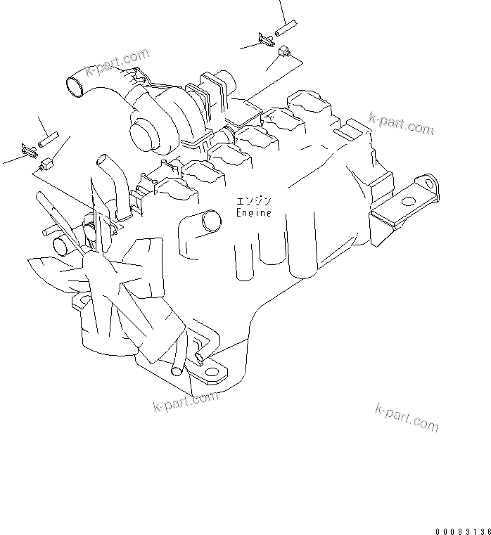 Komatsu parts book diagram for HM400-1L S/N A10001-UP: CAB HEATER PIPING (ENGINE SIDE)